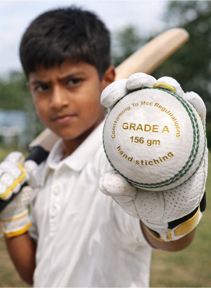 TNM Grade A White Cricket Ball 156gm – Hand Stitched Leather Ball for Club Practice & Match - Image 4